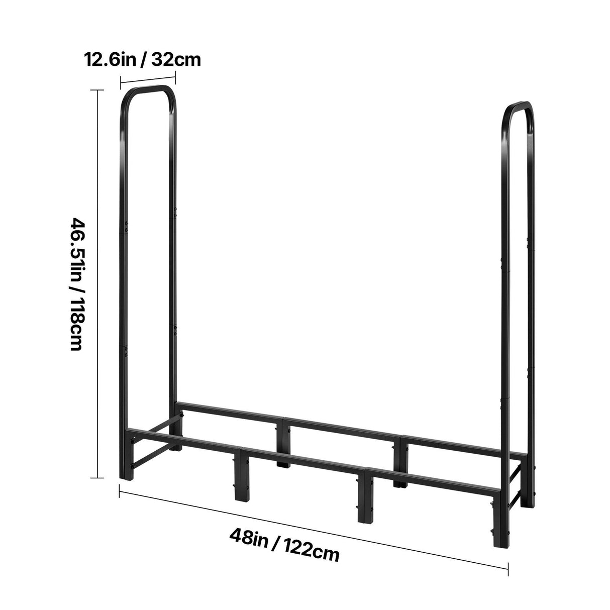VEVOR Firewood Rack with Waterproof Cover, 1.22m Outdoor Firewood Holder, 1/4 Cord Storage Metal Log Holder, 400lb Max Weight Capacity, Top Covered, Powder-Coated Wood Storage Rack for Fireplace Deck