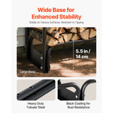 VEVOR Firewood Rack with Waterproof Cover, 2.57m Outdoor Firewood Holder, 1/2 Cord Storage Metal Log Holder, 299kg Max Weight Capacity, Top Covered, Powder-Coated Wood Storage Rack for Fireplace Deck