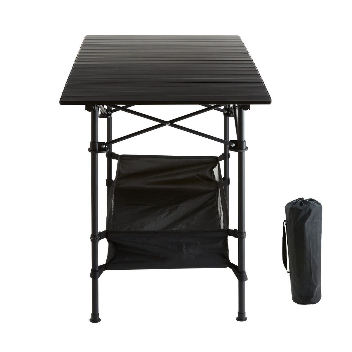VEVOR Folding Camping Table, Outdoor Portable Side Tables, Lightweight Fold Up Table, Aluminum & Steel Ultra Compact Work Table with Large Storage and Carry Bag, For Beach, Picnic, Travel, 24x16 inch