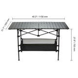 VEVOR Folding Camping Table, Outdoor Portable Side Tables, Lightweight Fold Up Table, Aluminum & Steel Ultra Compact Work Table with Large Storage and Carry Bag, For Beach, Picnic, Travel, 24x16 inch