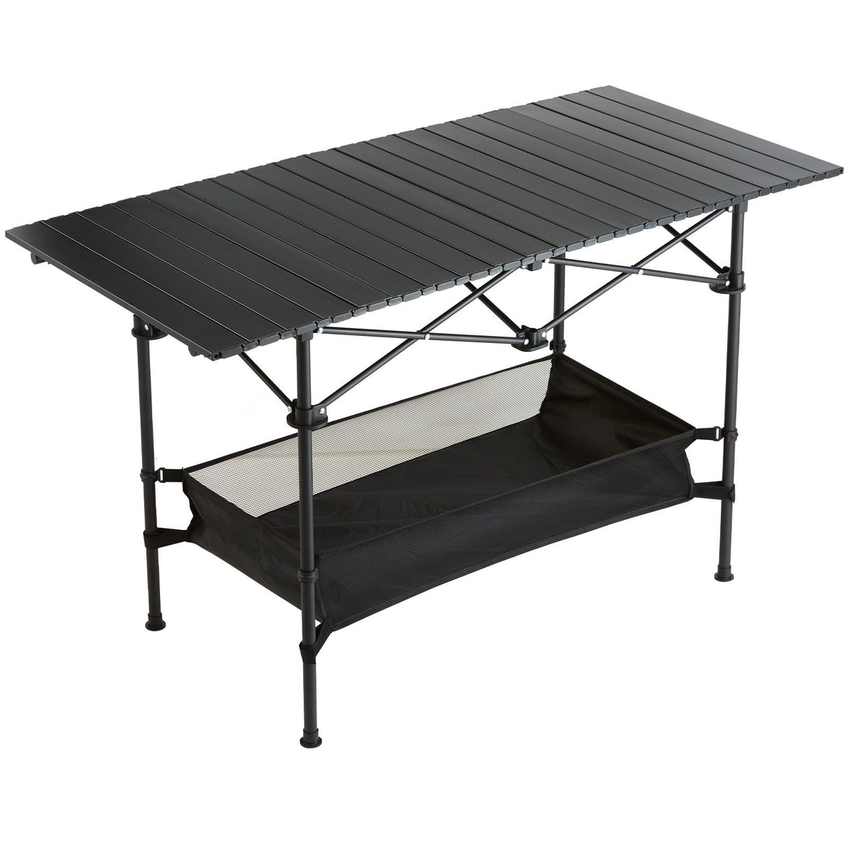 VEVOR Folding Camping Table, Outdoor Portable Side Tables, Lightweight Fold Up Table, Aluminum & Steel Ultra Compact Work Table with Large Storage and Carry Bag, For Beach, Picnic, Travel, 24x16 inch