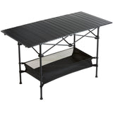 VEVOR Folding Camping Table, Outdoor Portable Side Tables, Lightweight Fold Up Table, Aluminum & Steel Ultra Compact Work Table with Large Storage and Carry Bag, For Beach, Picnic, Travel, 24x16 inch
