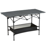 VEVOR Folding Camping Table, Outdoor Portable Side Tables, Lightweight Fold Up Table, Aluminum & Steel Ultra Compact Work Table with Large Storage and Carry Bag, For Beach, Picnic, Travel, 24x16 inch