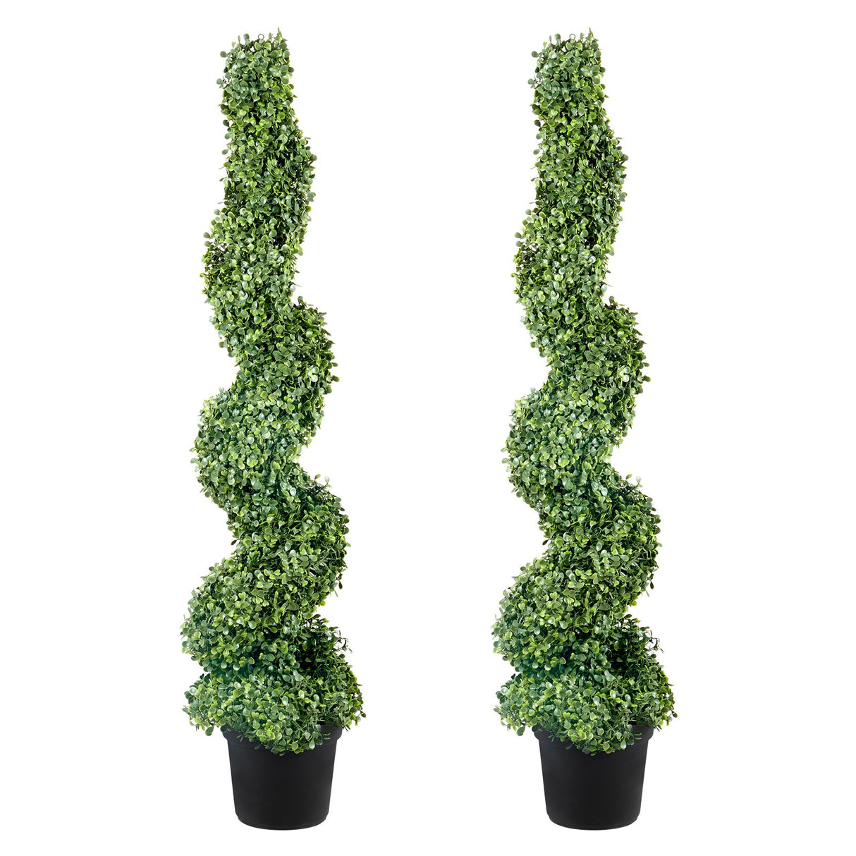 Artificial Topiaries Boxwood Trees, 10cm Tall (2 Pieces) Faux Topiary Plant Outdoor, All-year Green Feaux Plant w/ Replaceable Leaves for Decorative Indoor/Outdoor/Garden