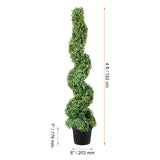 Artificial Topiaries Boxwood Trees, 10cm Tall (2 Pieces) Faux Topiary Plant Outdoor, All-year Green Feaux Plant w/ Replaceable Leaves for Decorative Indoor/Outdoor/Garden