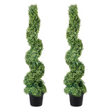 Artificial Topiaries Boxwood Trees, 10cm Tall (2 Pieces) Faux Topiary Plant Outdoor, All-year Green Feaux Plant w/ Replaceable Leaves for Decorative Indoor/Outdoor/Garden