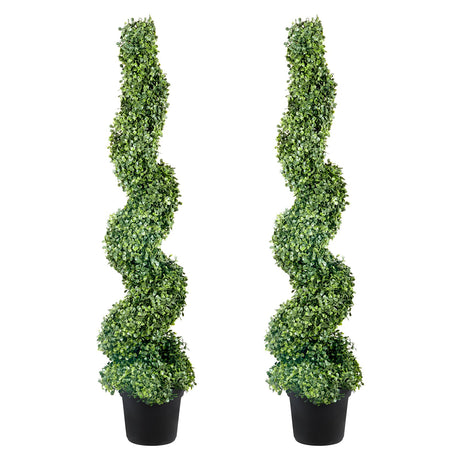 Artificial Topiaries Boxwood Trees, 10cm Tall (2 Pieces) Faux Topiary Plant Outdoor, All-year Green Feaux Plant w/ Replaceable Leaves for Decorative Indoor/Outdoor/Garden