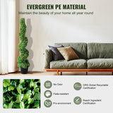Artificial Topiaries Boxwood Trees, 10cm Tall (2 Pieces) Faux Topiary Plant Outdoor, All-year Green Feaux Plant w/ Replaceable Leaves for Decorative Indoor/Outdoor/Garden