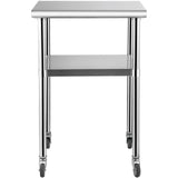 Stainless Steel Prep Table, 61 x 61 x 91.4 cm, 600lbs Load Capacity Heavy Duty Metal Worktable with Adjustable Undershelf & Universal Wheels, Commercial Workstation for Kitchen Garage Backyard