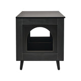 VEVOR Cat Litter Box Enclosure Wooden Litter Box Furniture Hidden 2 Rooms Black