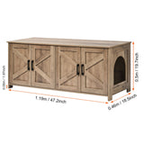 VEVOR Cat Litter Box Enclosure Wooden Litter Box Furniture Hidden 2 Rooms Greige