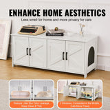 VEVOR Cat Litter Box Enclosure Wooden Litter Box Furniture Hidden 2 Rooms White