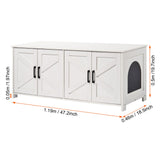VEVOR Cat Litter Box Enclosure Wooden Litter Box Furniture Hidden 2 Rooms White