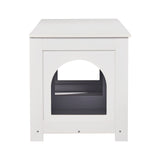 VEVOR Cat Litter Box Enclosure Wooden Litter Box Furniture Hidden 2 Rooms White
