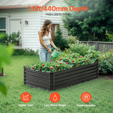 VEVOR Metal Raised Garden Bed, 6 x 3 x 1.5 ft Outdoor Galvanized Planter Box, with Open Bottom, Large Planter Raised Bed for Gardening Vegetables, Flowers, Herbs, and Succulent Plants, Dark Gray