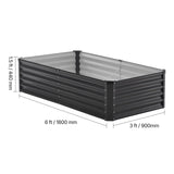 VEVOR Metal Raised Garden Bed, 6 x 3 x 1.5 ft Outdoor Galvanized Planter Box, with Open Bottom, Large Planter Raised Bed for Gardening Vegetables, Flowers, Herbs, and Succulent Plants, Dark Gray