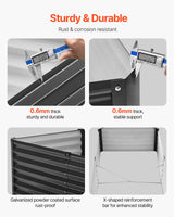 VEVOR Metal Raised Garden Bed, 6 x 3 x 1.5 ft Outdoor Galvanized Planter Box, with Open Bottom, Large Planter Raised Bed for Gardening Vegetables, Flowers, Herbs, and Succulent Plants, Dark Gray