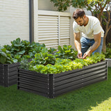 VEVOR Metal Raised Garden Bed, 6 x 3 x 1.5 ft Outdoor Galvanized Planter Box, with Open Bottom, Large Planter Raised Bed for Gardening Vegetables, Flowers, Herbs, and Succulent Plants, Dark Gray