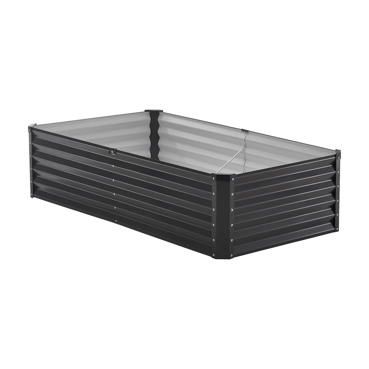VEVOR Metal Raised Garden Bed, 6 x 3 x 1.5 ft Outdoor Galvanized Planter Box, with Open Bottom, Large Planter Raised Bed for Gardening Vegetables, Flowers, Herbs, and Succulent Plants, Dark Gray