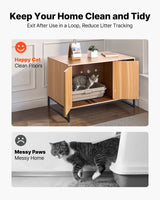 VEVOR Cat Litter Box Enclosure Furniture, 80 cm Hidden Litter Box Cabinet with Scratch Pad & Storage, Waterproof Cat Washroom End Table Cat House, Fit Most of Litterbox, for Bedroom Living Room