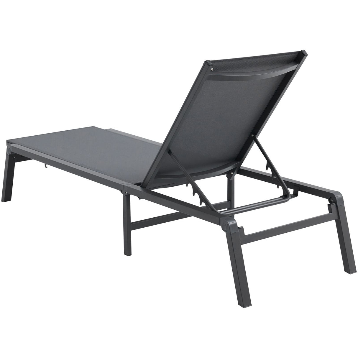Chaise Lounge Chair Outdoor, Aluminum Patio Lounge Chair with Adjustable 5-Position, Folding Pool Lounge Chair Recliner and Full Flat Tanning Chair for Patio, Beach, Pool, Dark Grey