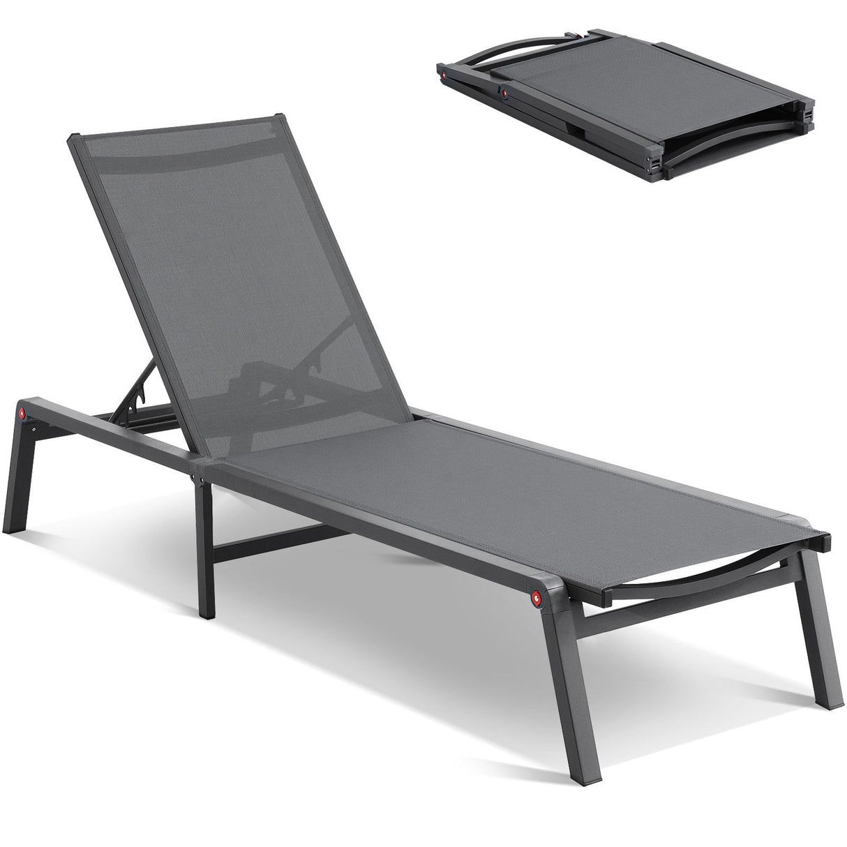VEVOR Chaise Lounge Chair Outdoor Patio Lounge Chair Adjustable 5-Position 2 pcs