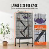 69" Metal Small Animal Cage 4-Tier Rolling Ferret Cage with Tray 3 Ramps