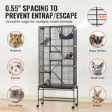 69" Metal Small Animal Cage 4-Tier Rolling Ferret Cage with Tray 3 Ramps