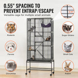 69" Metal Small Animal Cage 4-Tier Rolling Ferret Cage with Tray 3 Ramps