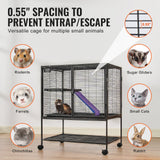 36" Metal Small Animal Cage 2-Tier Rolling Ferret Cage with Tray A Ramp