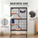 64.6" Metal Small Animal Cage 4-Tier Rolling Ferret Cage with Tray 3 Ramps
