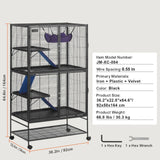 64.6" Metal Small Animal Cage 4-Tier Rolling Ferret Cage with Tray 3 Ramps