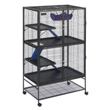 64.6" Metal Small Animal Cage 4-Tier Rolling Ferret Cage with Tray 3 Ramps