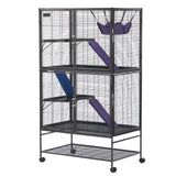 64.6" Metal Small Animal Cage 4-Tier Rolling Ferret Cage with Tray 3 Ramps