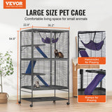 64.6" Metal Small Animal Cage 4-Tier Rolling Ferret Cage with Tray 3 Ramps