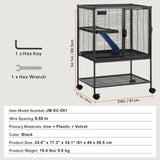 34" Metal Small Animal Cage 2-Tier Rolling Ferret Cage with Tray A Ramp