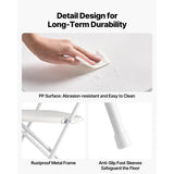 VEVOR 4 Pack Folding Chairs, Foldable Plastic Chairs with Heavy Duty Metal Frame, Portable Folding Card Table Chairs, Stackable Indoor Outdoor Seats for Home, Yard, Garden, Parties, Events, White