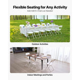 VEVOR 4 Pack Folding Chairs, Foldable Plastic Chairs with Heavy Duty Metal Frame, Portable Folding Card Table Chairs, Stackable Indoor Outdoor Seats for Home, Yard, Garden, Parties, Events, White
