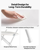 VEVOR 4 Pack Folding Chairs, Foldable Plastic Chairs with Heavy Duty Metal Frame, Portable Folding Card Table Chairs, Stackable Indoor Outdoor Seats for Home, Yard, Garden, Parties, Events, White