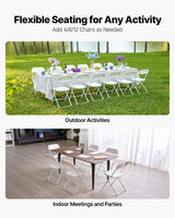 VEVOR 4 Pack Folding Chairs, Foldable Plastic Chairs with Heavy Duty Metal Frame, Portable Folding Card Table Chairs, Stackable Indoor Outdoor Seats for Home, Yard, Garden, Parties, Events, White