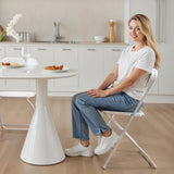 VEVOR 4 Pack Folding Chairs, Foldable Plastic Chairs with Heavy Duty Metal Frame, Portable Folding Card Table Chairs, Stackable Indoor Outdoor Seats for Home, Yard, Garden, Parties, Events, White