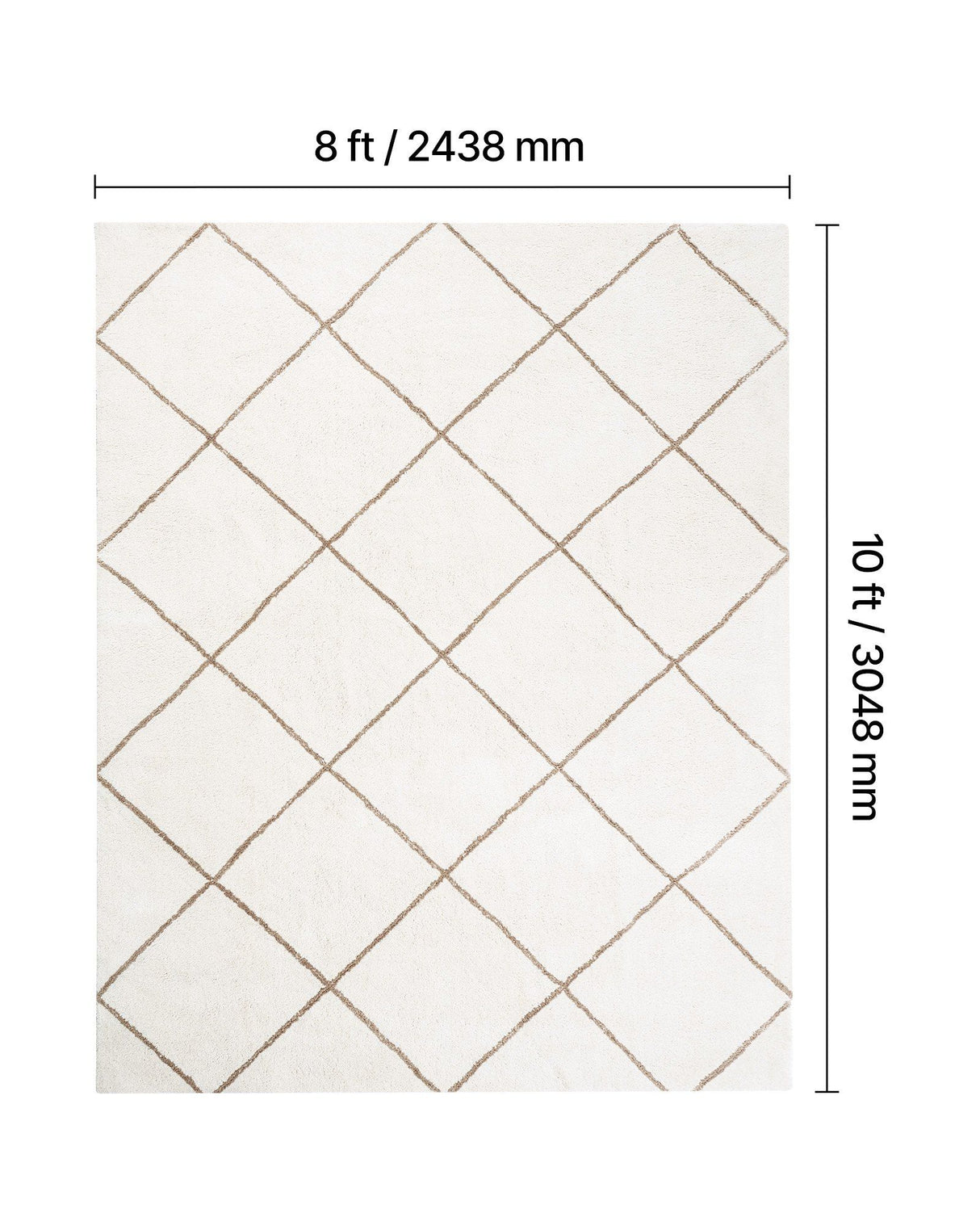 Indoor Plush Area Rugs, 2.44 x 3.05m Plush Carpet, Area Rugs Furry with Long Plushs Pile, Thick & Durable High-Pile Rug for High-Traffic Areas, Bedroom, Non-Shedding & Non-Slip Backing, Beige