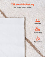 Indoor Plush Area Rugs, 2.44 x 3.05m Plush Carpet, Area Rugs Furry with Long Plushs Pile, Thick & Durable High-Pile Rug for High-Traffic Areas, Bedroom, Non-Shedding & Non-Slip Backing, Beige