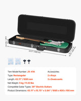 VEVOR Electric Guitar Hard Case, 1095 mm Rectangular Guitar Hard Case, With Lock Latch Keys Handle, PVC Padding Soft Lining Water-Resistant Hard Shell Guitar Cases, for 990 mm Electric Guitars, Black