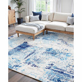 VEVOR Area Rug, 1524x2133.6mm Large Washable Rug, Non-Slip and Tear-Resistant Soft Carpet, Pet & Child Friendly Modern Area Rugs, Indoor Mat for Bedroom, Office, Living Room, Kids Room, Entryway, Blue