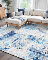 VEVOR Area Rug, 1524x2133.6mm Large Washable Rug, Non-Slip and Tear-Resistant Soft Carpet, Pet & Child Friendly Modern Area Rugs, Indoor Mat for Bedroom, Office, Living Room, Kids Room, Entryway, Blue