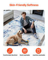 VEVOR Area Rug, 1524x2133.6mm Large Washable Rug, Non-Slip and Tear-Resistant Soft Carpet, Pet & Child Friendly Modern Area Rugs, Indoor Mat for Bedroom, Office, Living Room, Kids Room, Entryway, Blue