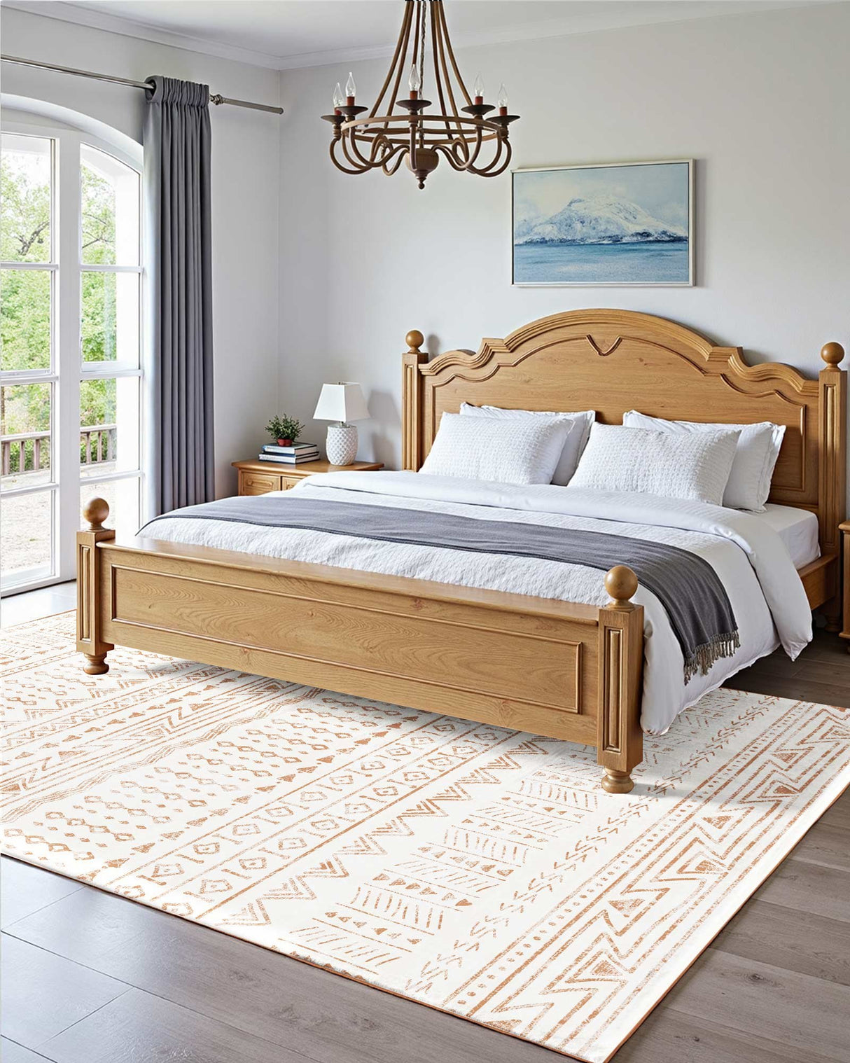 VEVOR Area Rug, 1524x2133.6mm Large Washable Rug, Non-Slip Tear-Resistant Soft Carpet, Pet & Child Friendly Modern Area Rugs, Indoor Mat for Bedroom, Office, Living Room, Kids Room, Entryway, Beige