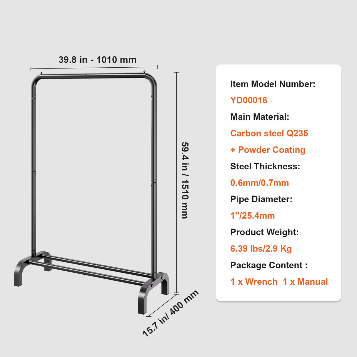 Clothes Rack, Heavy Duty Clothing Garment Rack with Hanging Rod and Bottom Storage Area, Clothing Rack for Bedroom Guest Room