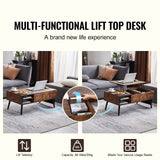 VEVOR Lift Top Coffee Table 39.4 in Rectangle Coffee Table for Living Room Brown